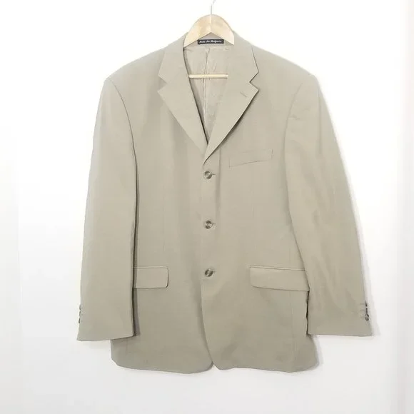 Vintage Boulevard Club Khaki Oversized Professor Wool Blend Blazer Sport Pocket - Picture 1 of 10